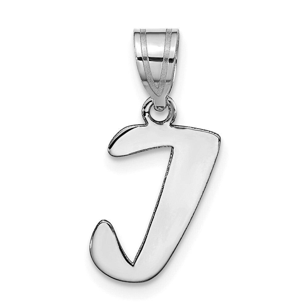 14k White Gold Polished Script Letter I Initial Pendant for Women