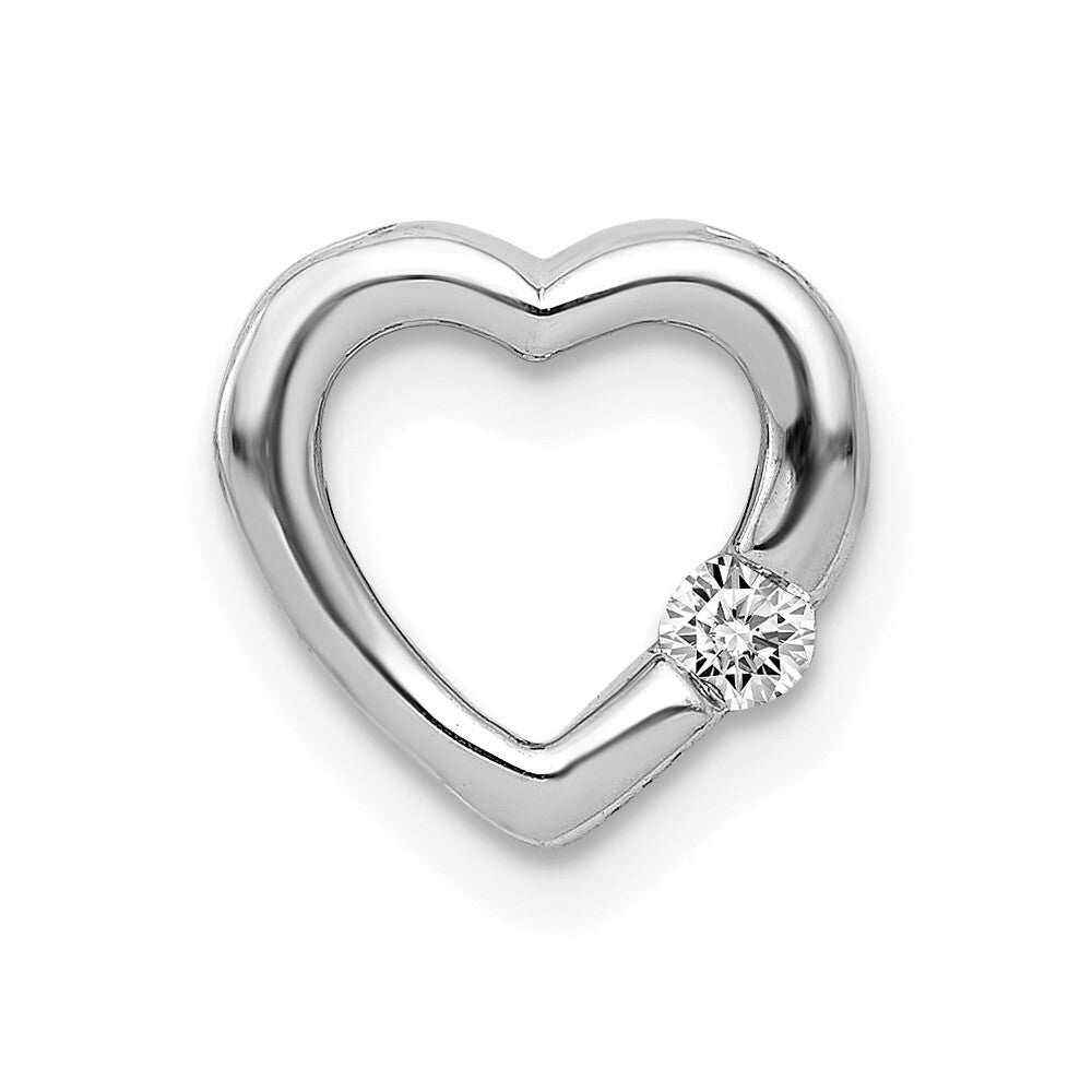 14k White Gold 1/20ct. Diamond Heart Chain Slide Pendant for Women