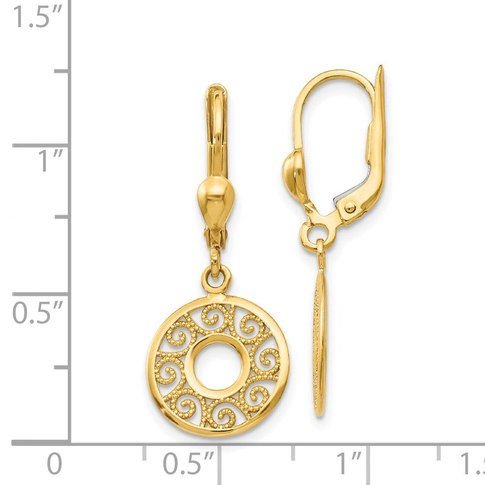 14k Yellow Gold Drop Dangle Filigree Earrings