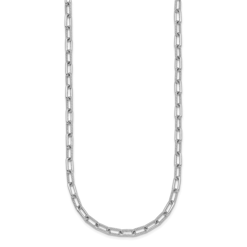 Sterling Silver Polished and Twisted Paperclip Link Necklace 16+2"