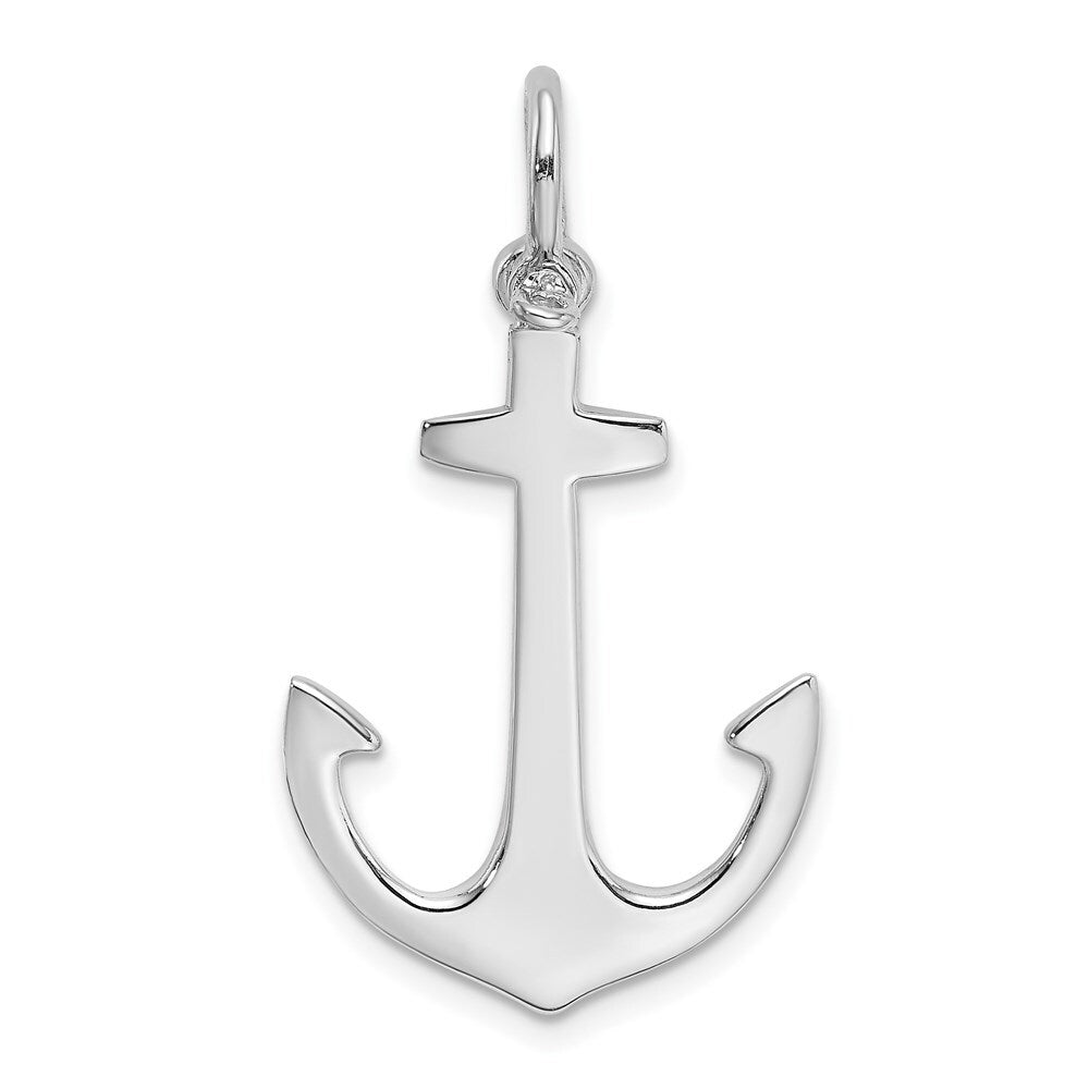 14k White Gold Polished 3-D Anchor Charm Pendant for Women