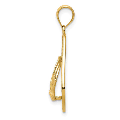 14k Yellow Gold Mesh Flip flop Pendant for Women