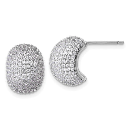 Sterling Silver Rhodium-plated CZ Pave Polished Earrings