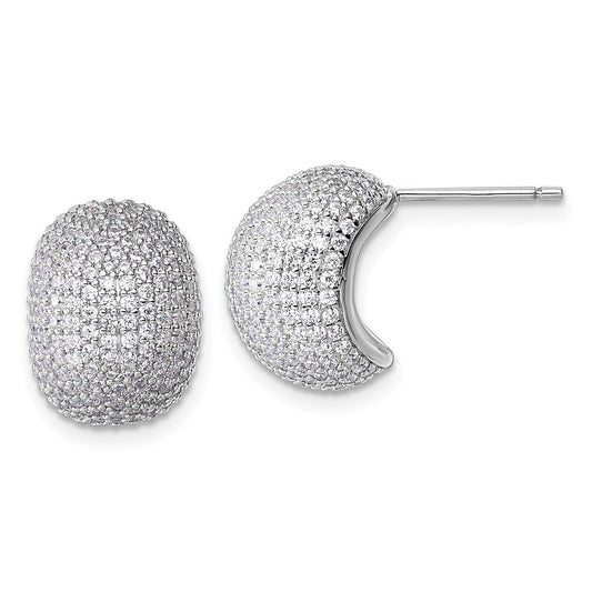 Sterling Silver Rhodium-plated CZ Pave Polished Earrings