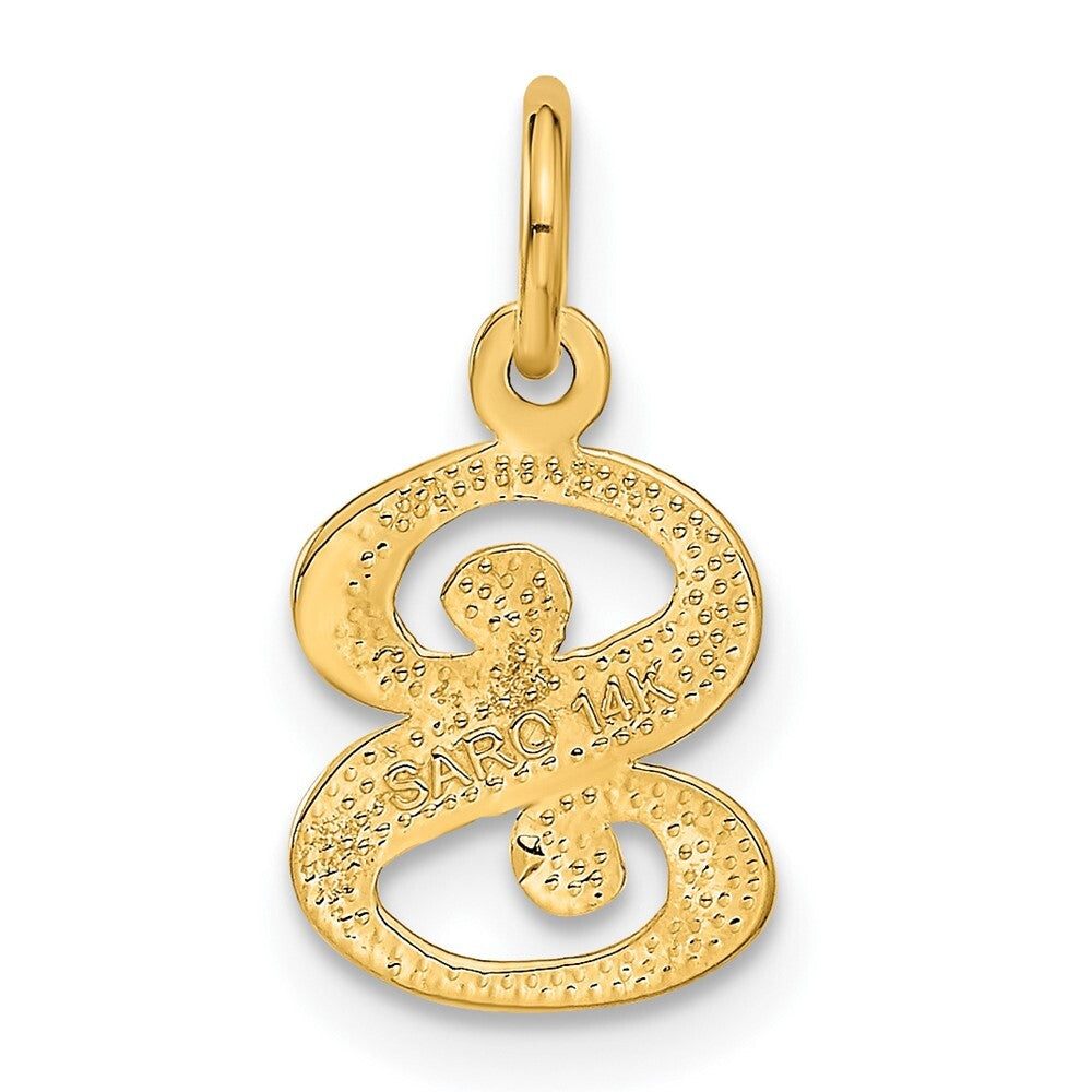 14k Yellow Gold Letter S Initial Charm Pendant for Women