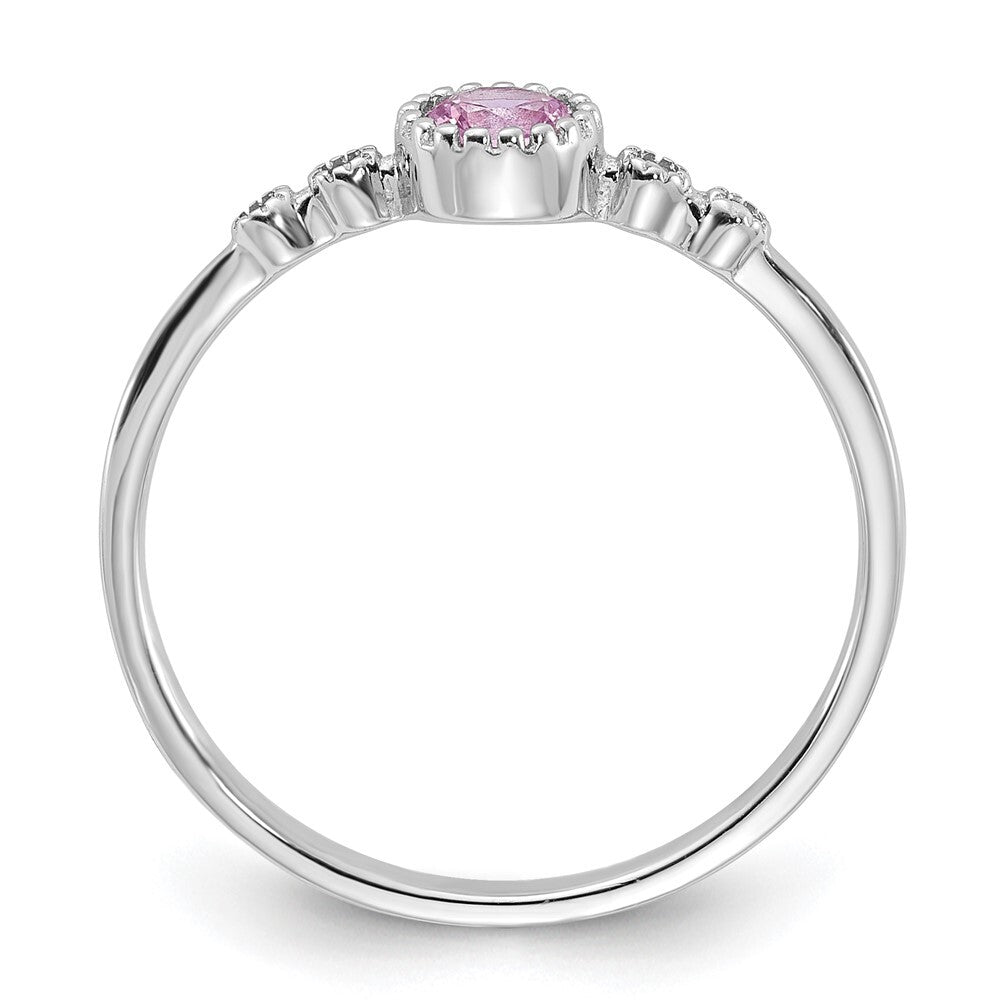SS Rhodium-plated .37Pink and .02White Created Sapphire Ring Size 8