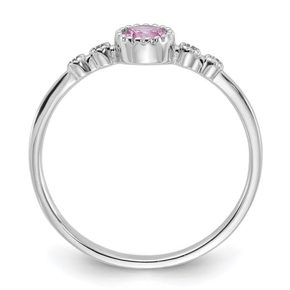 SS Rhodium-plated .37Pink and .02White Created Sapphire Ring Size 8