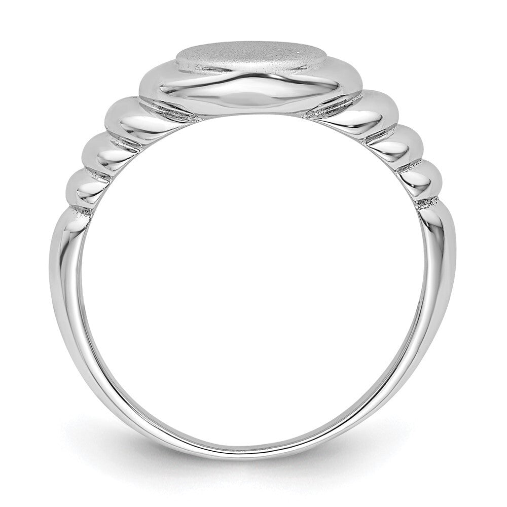 Sterling Silver Rhodium-plated Satin and Polished Signet Ring Size 6