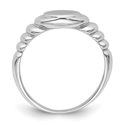 Sterling Silver Rhodium-plated Satin and Polished Signet Ring Size 6
