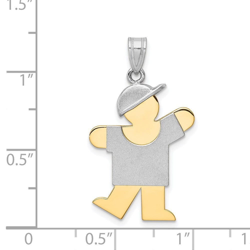 14k Two-Tone Gold Large Boy with Hat on Left Engravable Charm