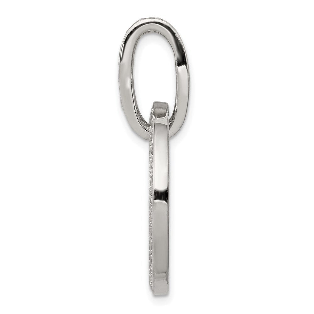 Sterling Silver Rhodium-plated Cubic Zirconia Circle Pendant