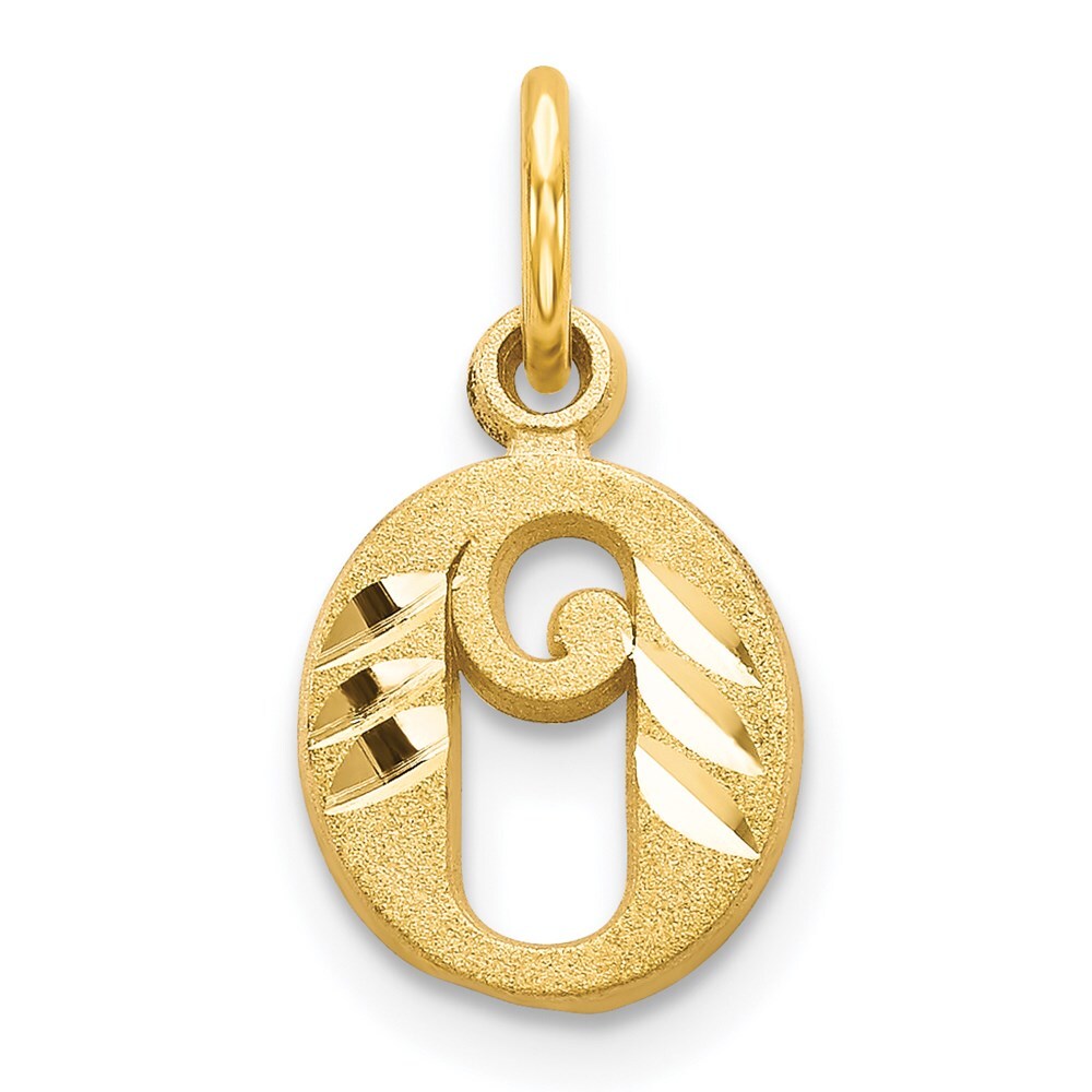 14k Yellow Gold Letter O Initial Charm Pendant for Women