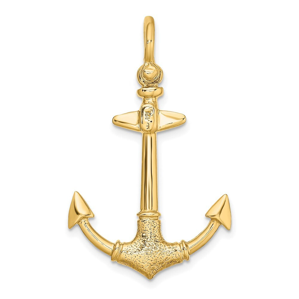 14k Yellow Gold 3-D Texture Anchor Charm
