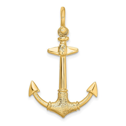 14k Yellow Gold 3-D Texture Anchor Charm