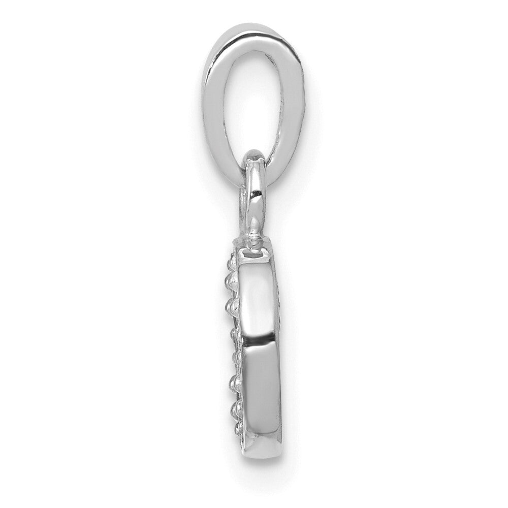 14k White Gold Rhodium-plated Diamond Letter O Initial Pendant for Women