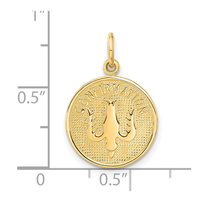 14k Yellow Gold Confirmation Dove Medal Charm Pendant for Women