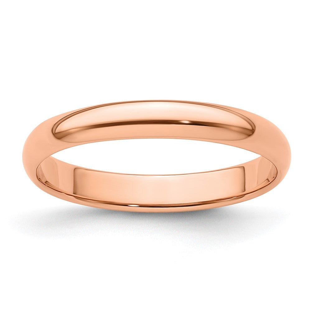 14k Rose Gold 3mm Lightweight Half Round Wedding Band Ring Size 5