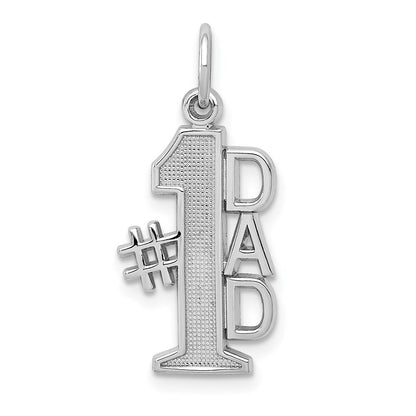 14k White Gold Polished #1 DAD Charm Pendant for Women