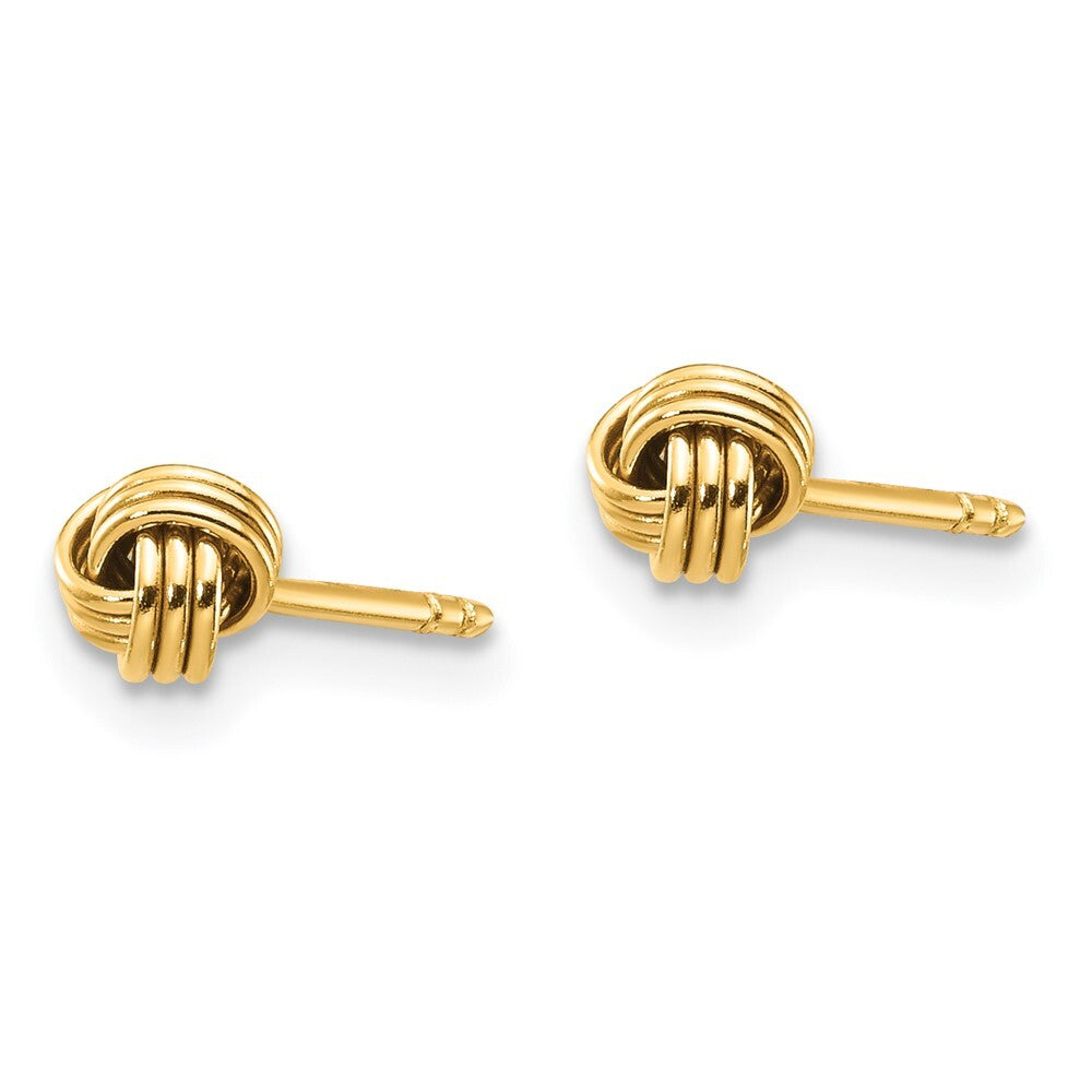 14k Yellow Gold Polished Love Knot Stud Earrings Gift for Women