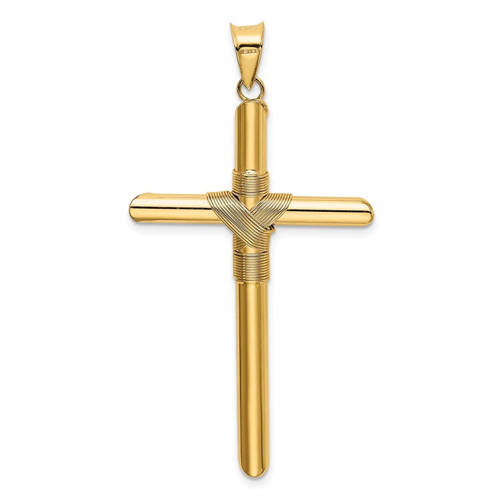 14k Yellow Gold Polished Center Wrap Tube Cross Pendant