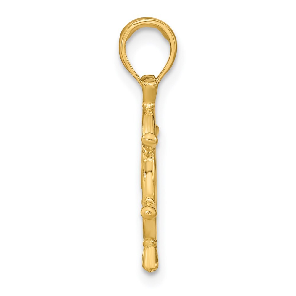 14k Yellow Gold 3-D Ships Wheel Charm Pendant for Women
