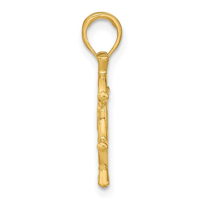 14k Yellow Gold 3-D Ships Wheel Charm Pendant for Women