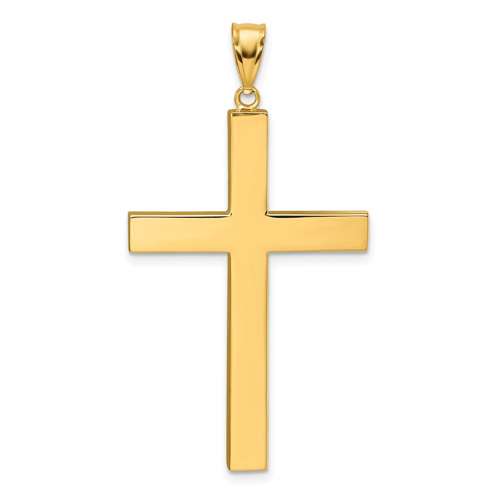 14k Yellow Gold Polished Hollow Cross Pendant