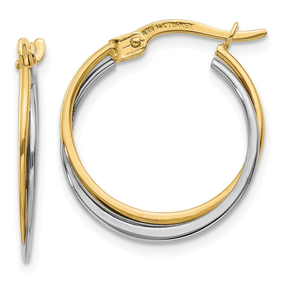 14K Two-tone Gold Polished Hoop Earrings