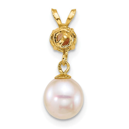 14k Yellow Gold 7-8mm Round White Cultured Pearl Dangle and Citrine Pendant