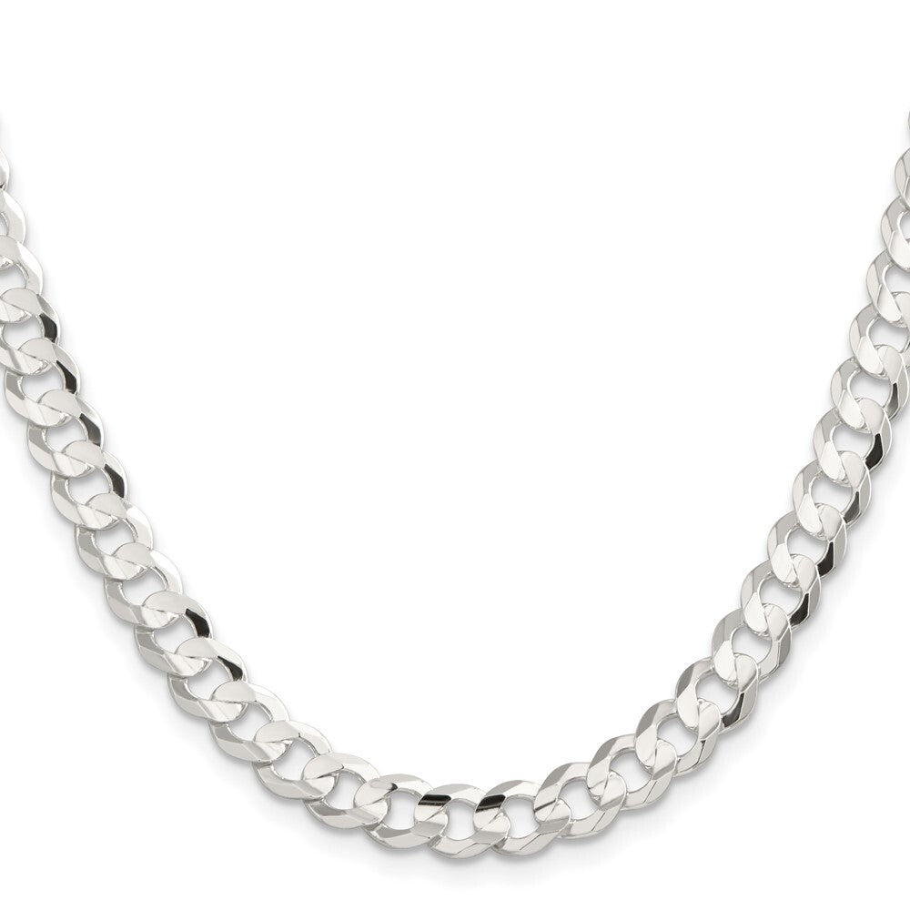 Sterling Silver 7.8mm Concave Beveled Curb Chain