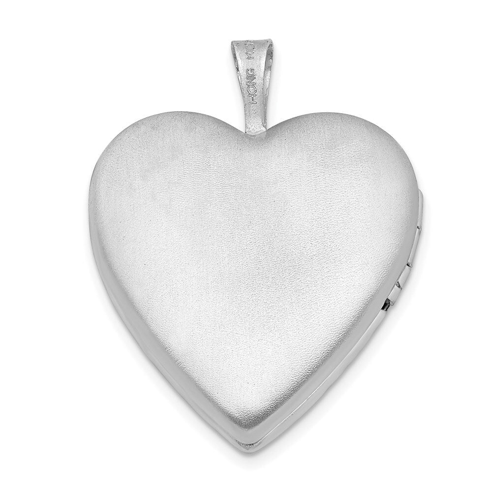 Sterling Silver Rhodium-plated 20mm Diamond-cut Heart Locket