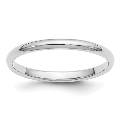Platinum 2mm Half Round Wedding Band Ring Size 10