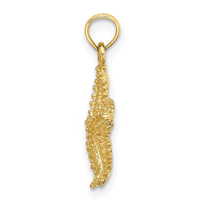 14k Yellow Gold Beaded Textured Starfish Charm Pendant for Women