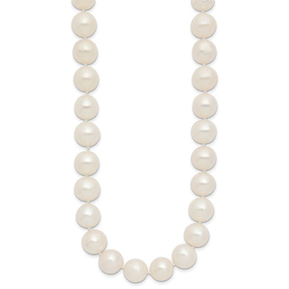 14k Yellow Gold Polished 10-11mm White Cultured Pearl Necklace 18"