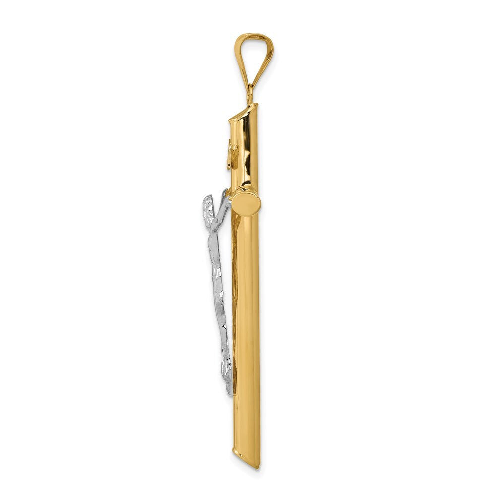 14k Two-tone Gold Polished Crucifix Pendant for Women