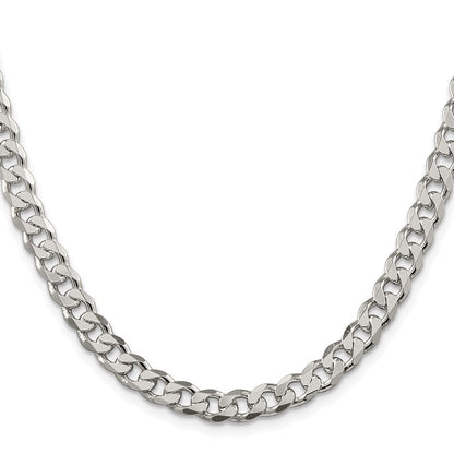 Sterling Silver Rhodium-plated 7mm Pav� Curb Chain