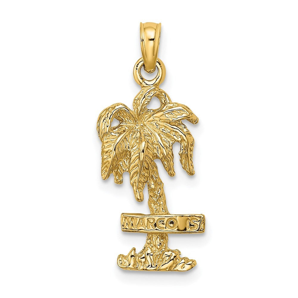 14k Yellow Gold MARCO IS. Palm Tree Charm Pendant