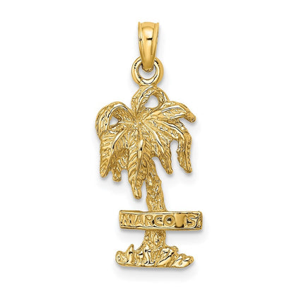 14k Yellow Gold MARCO IS. Palm Tree Charm Pendant