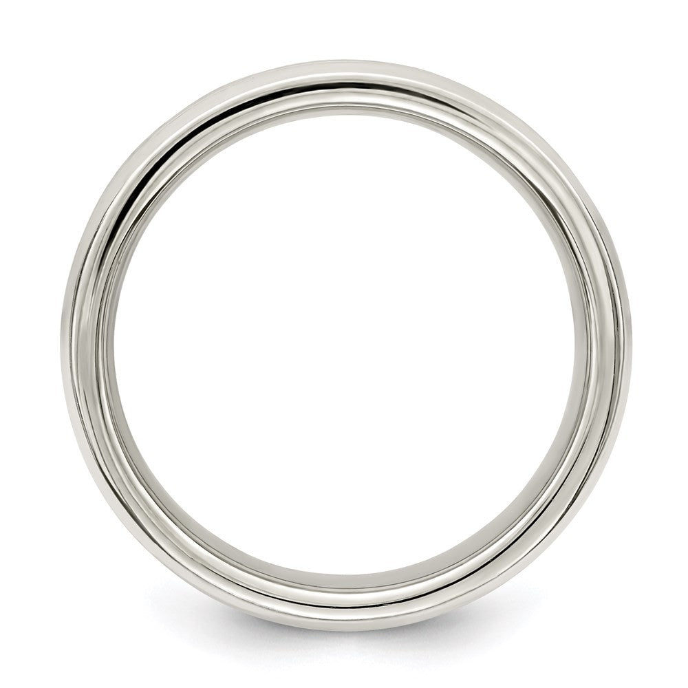 Sterling Silver 6mm Polished Flat Grooved Fancy Band Ring Size 12.5