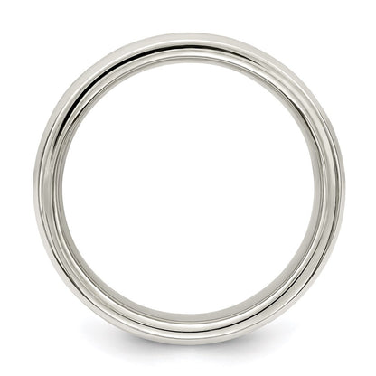 Sterling Silver 6mm Polished Flat Grooved Fancy Band Ring Size 12.5