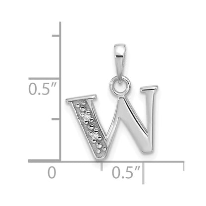 14k White Gold Diamond Letter W Initial Pendant