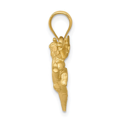 14k Yellow Gold Satin Angels Heart Pendant for Women