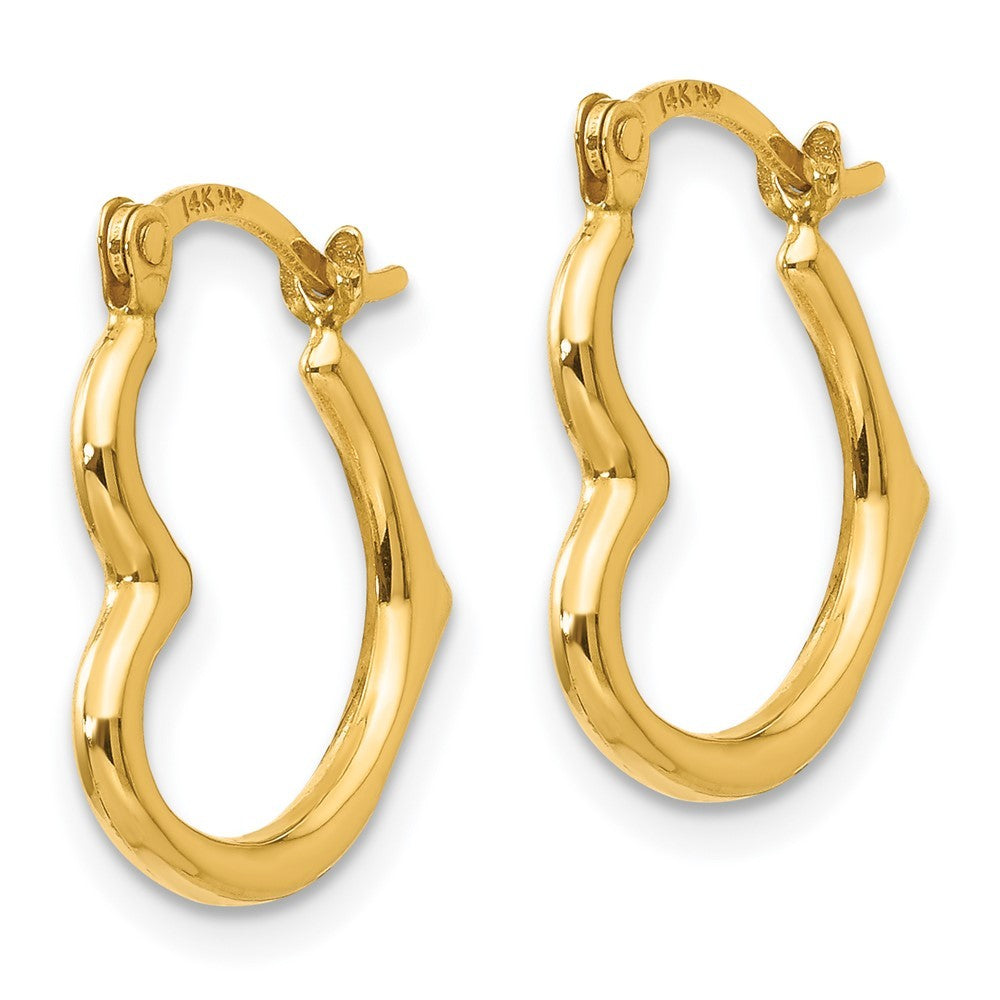 14k Yellow Gold Heart Shaped Hollow Hoop Earrings