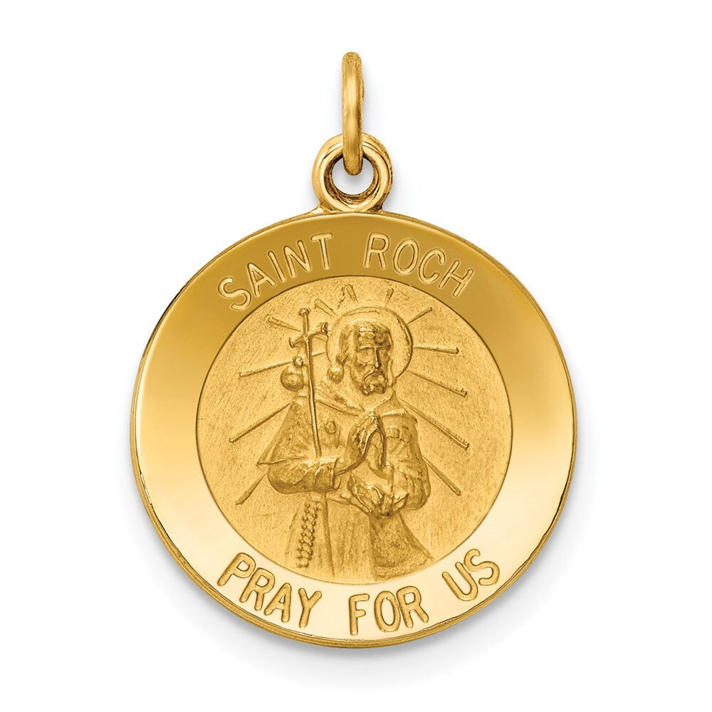 14k Yellow Gold Saint Roch Medal Charm Pendant for Women