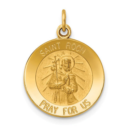14k Yellow Gold Saint Roch Medal Charm Pendant for Women