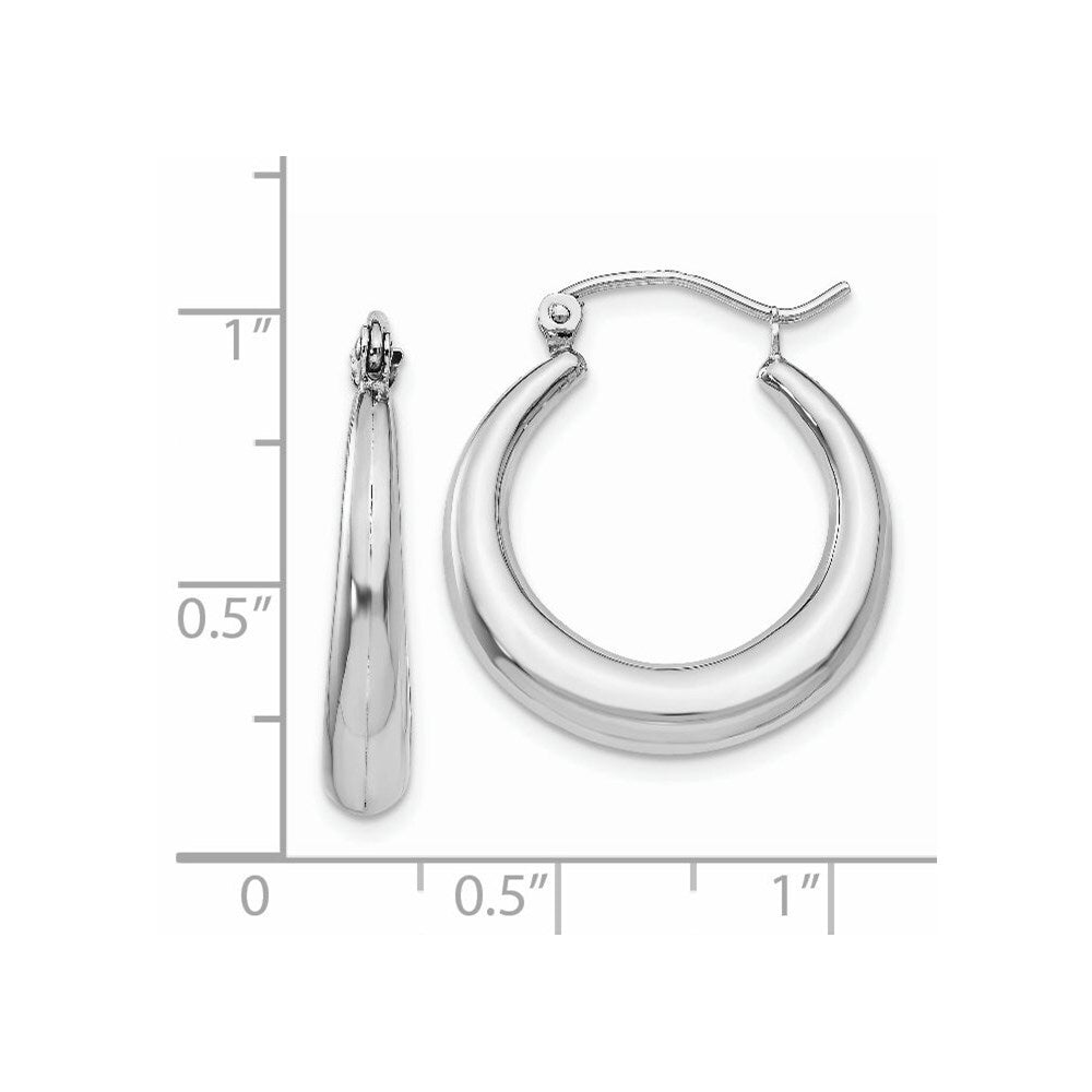 14k White Gold Polished Hoop Earrings Gift for Women