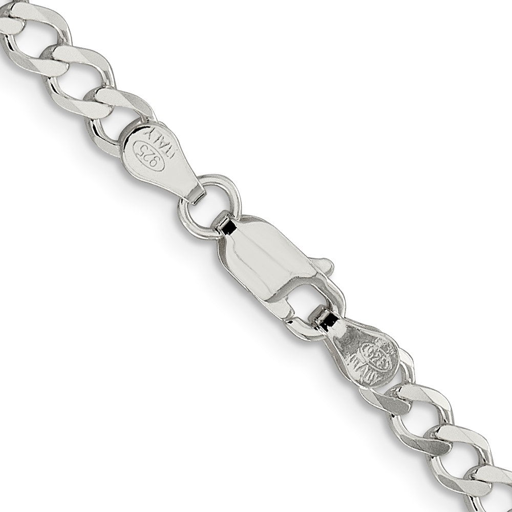 Sterling Silver 4.5mm Semi-solid Flat Curb Chain Necklace