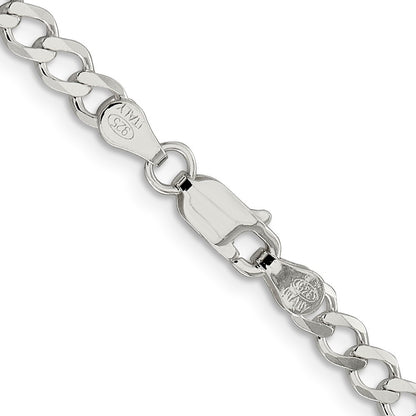Sterling Silver 4.5mm Semi-solid Flat Curb Chain Necklace