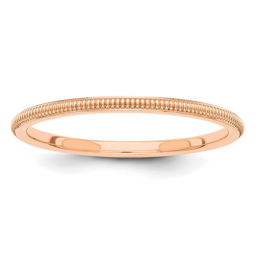14k Rose Gold 1.5mm Milgrain Stackable Band Size 7