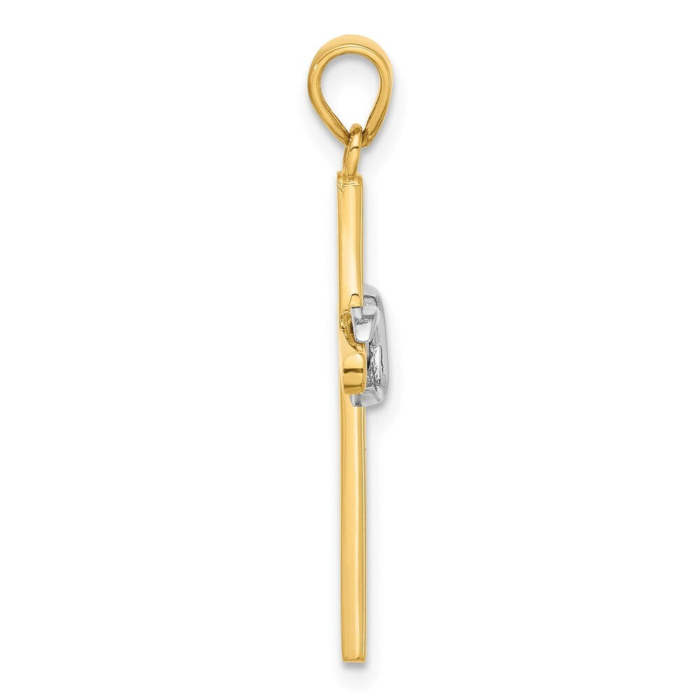 14k Two-tone Gold Polished Infinity Cross Pendant for Women